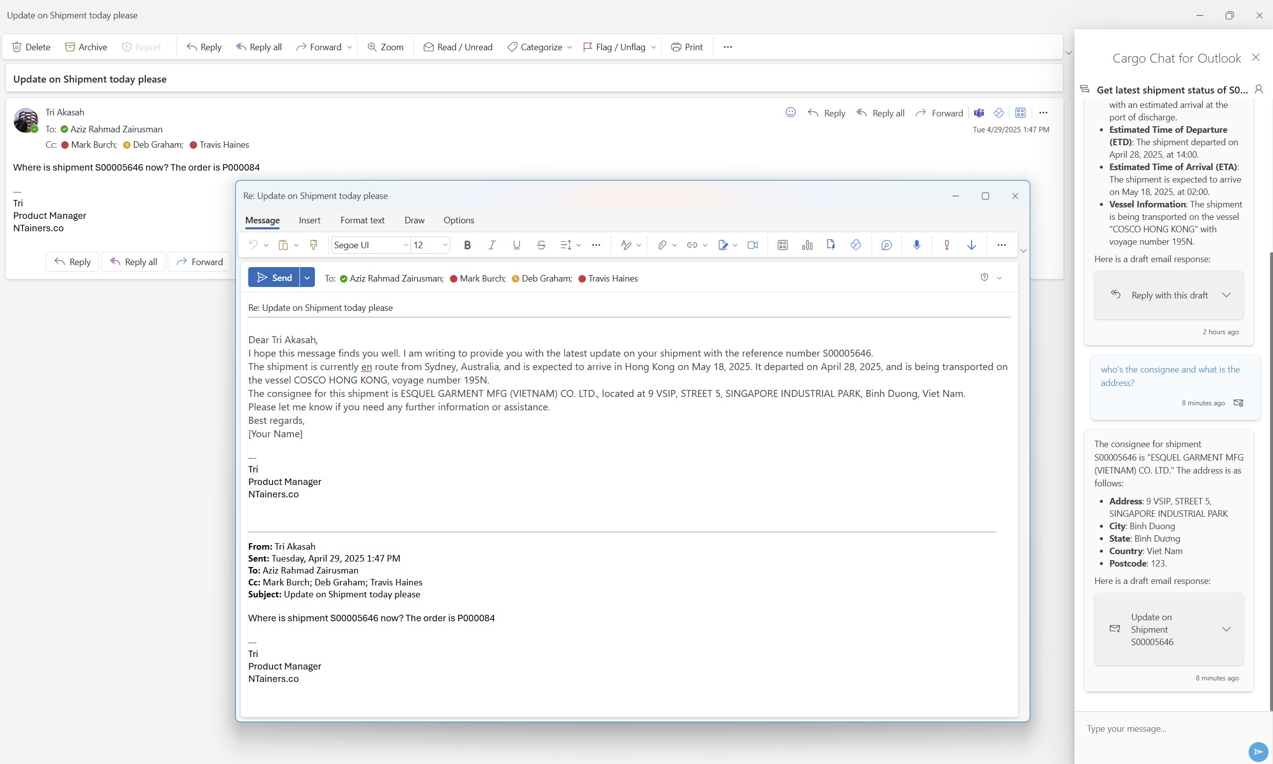 Freight jobs, documents and customer updates in the Control Centre